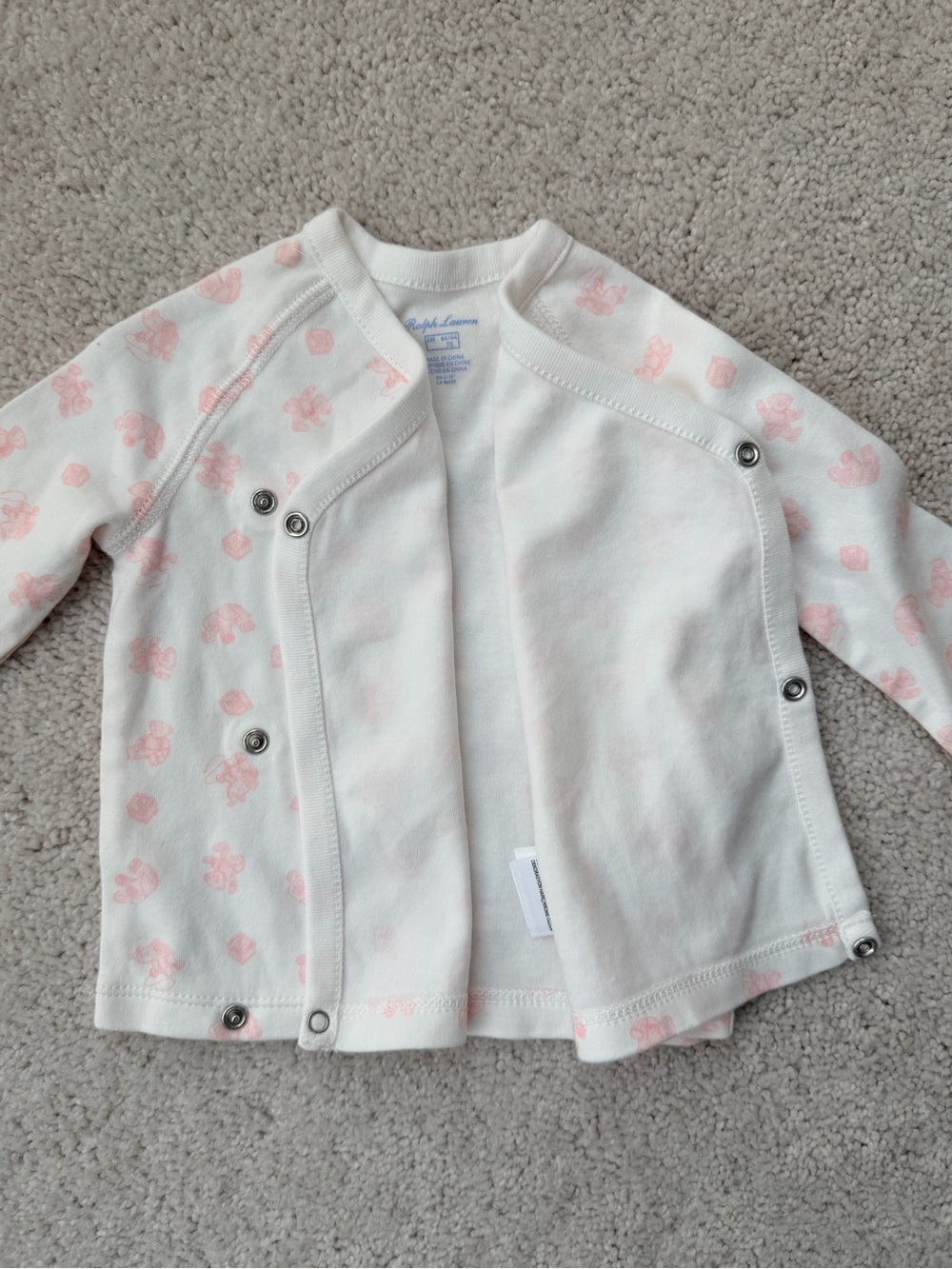 Ralph Lauren White and Light Pink Infant 3-Piece Pajama Set - Picture 6 of 16